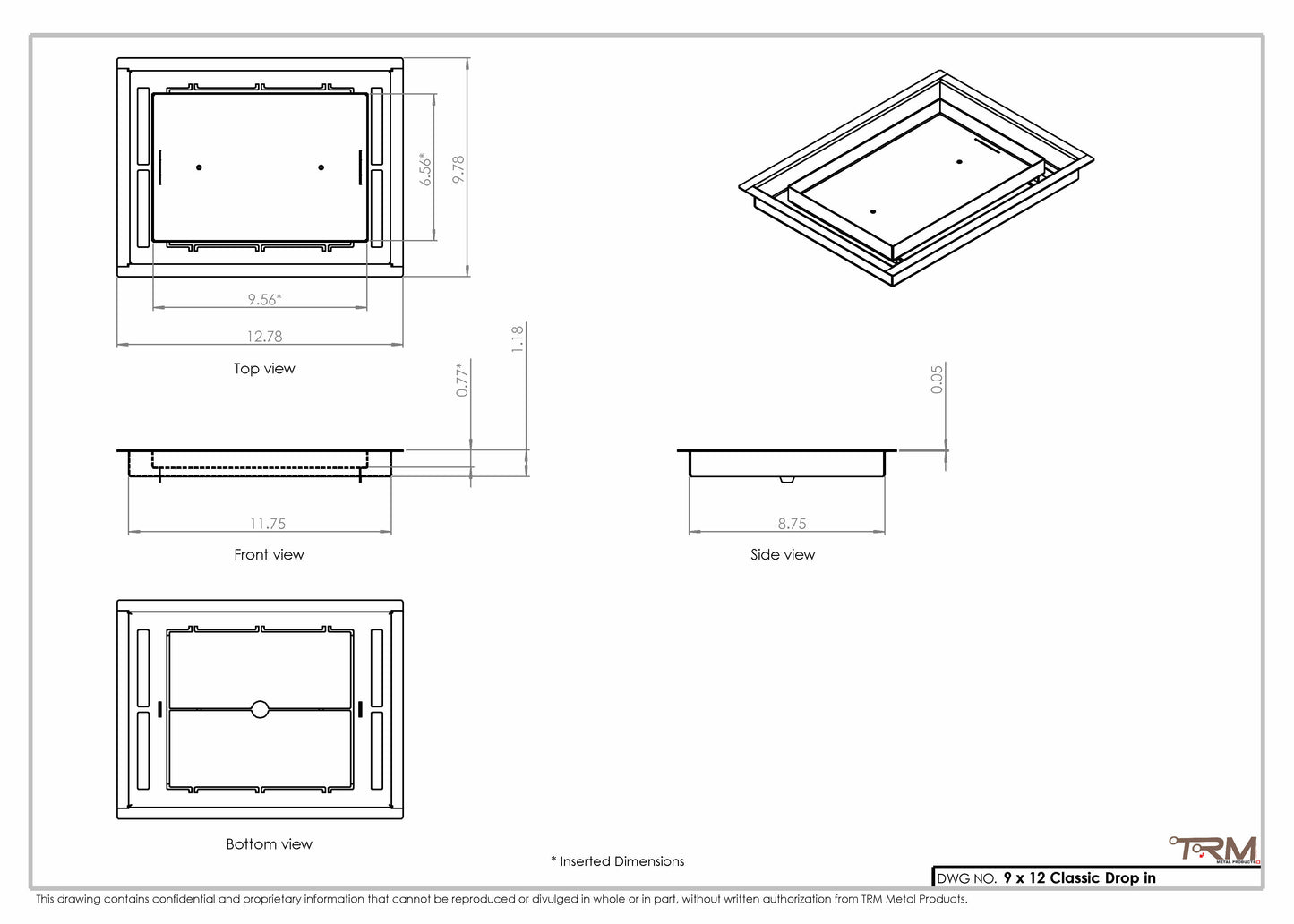 9x12 Classic Drop-in Air Vent, Flush Floor-Matching, All Metal, Floor Vent Cover (12x9)