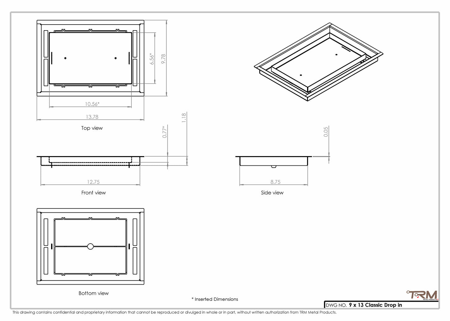 9x13 Classic Drop-in Air Vent, Flush Floor-Matching, All Metal, Floor Vent Cover (13x9)