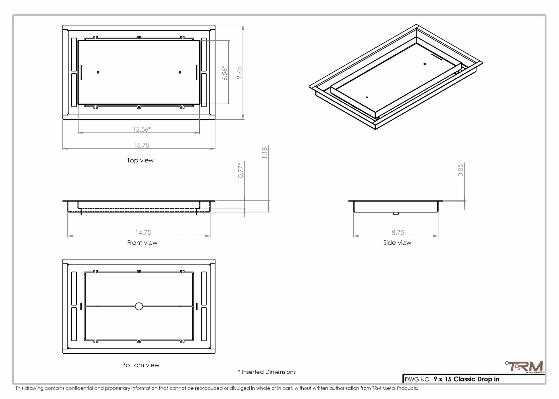 9x15 Classic Drop-in Air Vent, Flush Floor-Matching, All Metal, Floor Vent Cover (15x9)