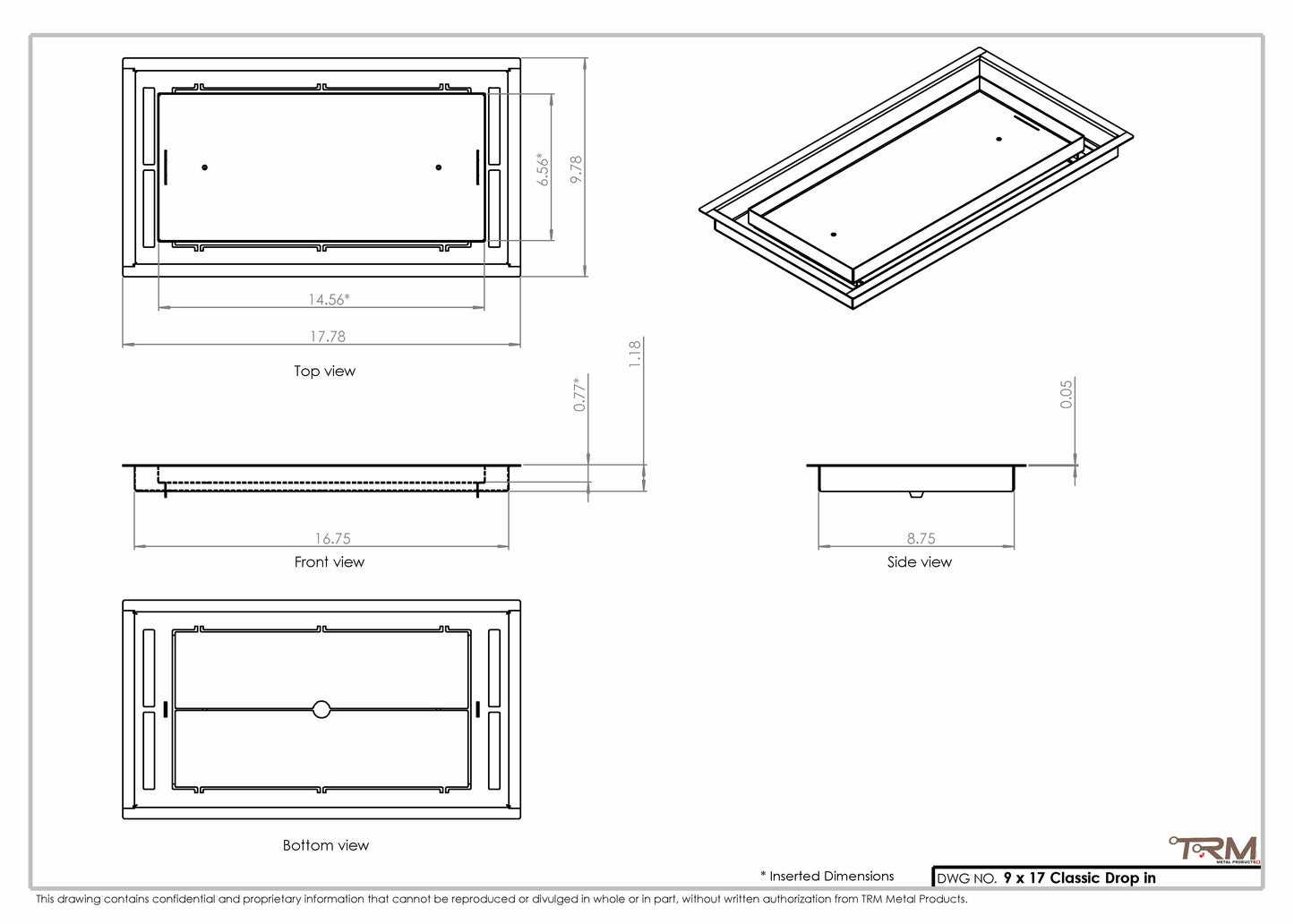 9x17 Classic Drop-in Air Vent, Flush Floor-Matching, All Metal, Floor Vent Cover (17x9)