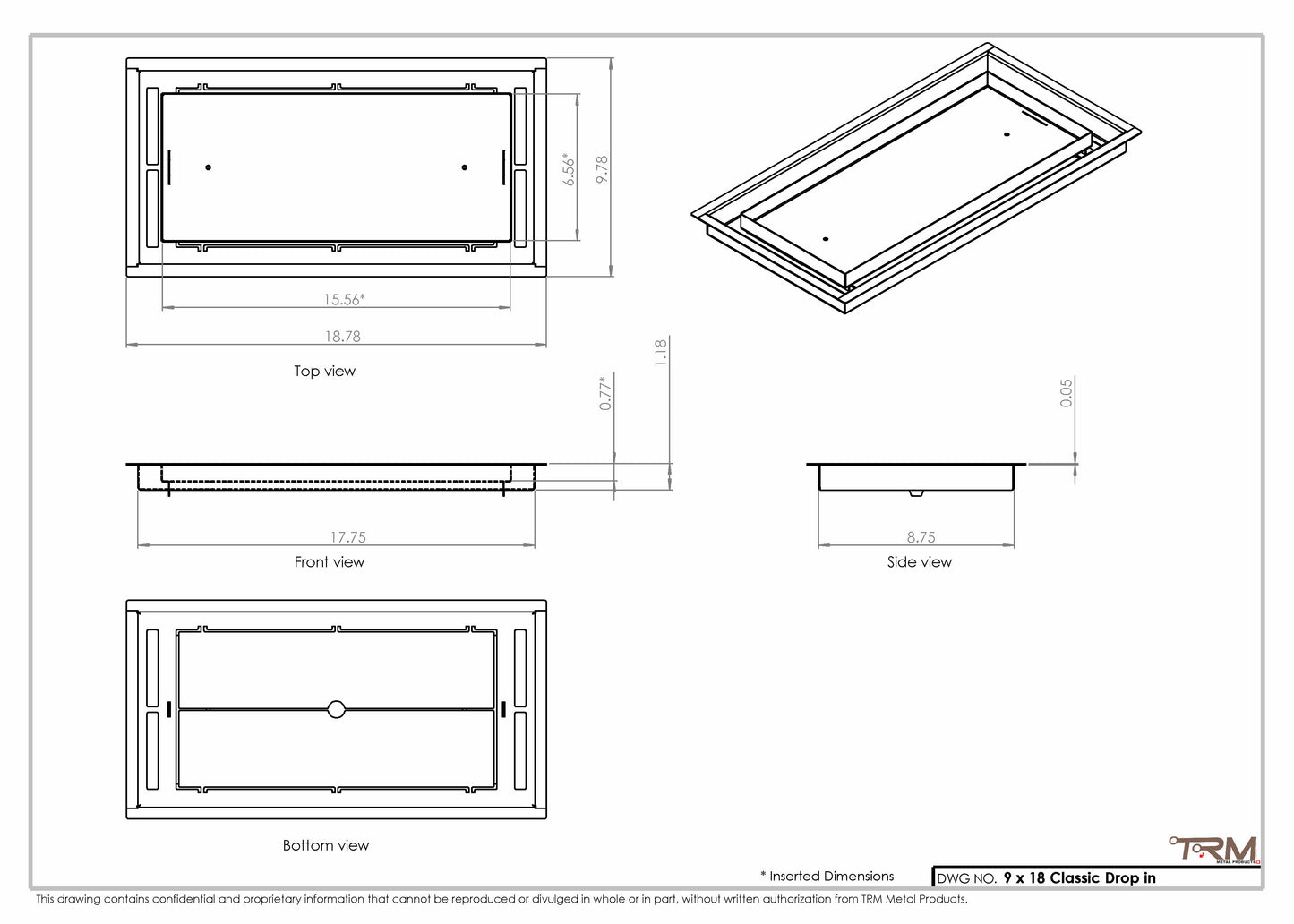 9x18 Classic Drop-in Air Vent, Flush Floor-Matching, All Metal, Floor Vent Cover (18x9)