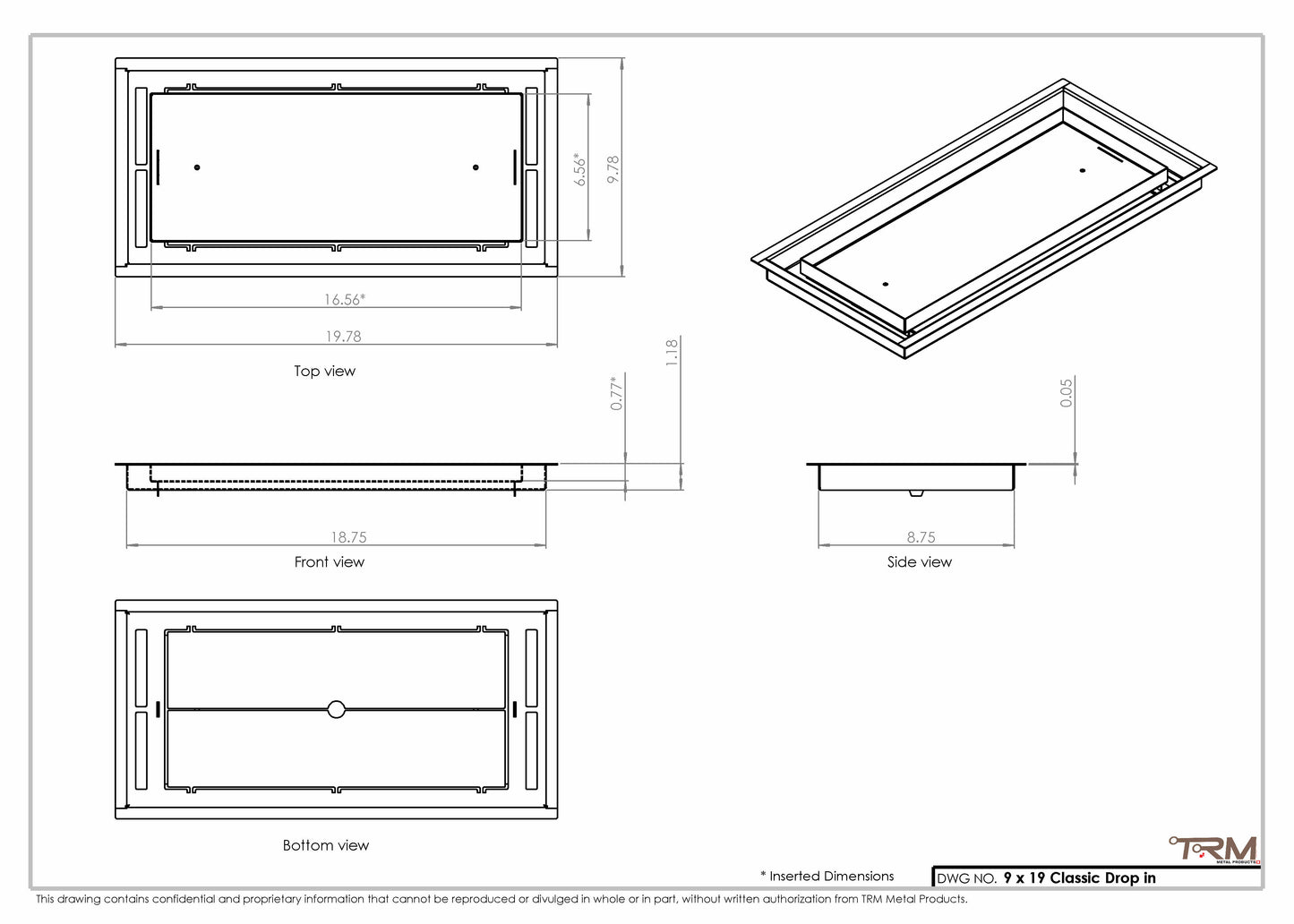 9x19 Classic Drop-in Air Vent, Flush Floor-Matching, All Metal, Floor Vent Cover (19x9)