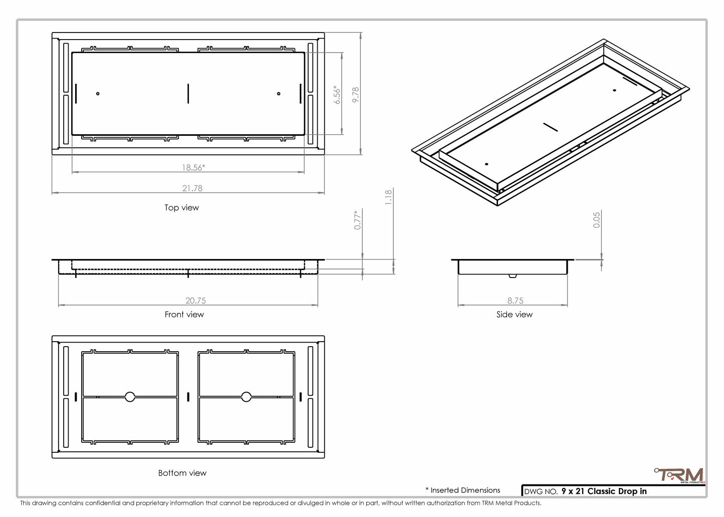 9x21 Classic Drop-in Air Vent, Flush Floor-Matching, All Metal, Floor Vent Cover (21x9)