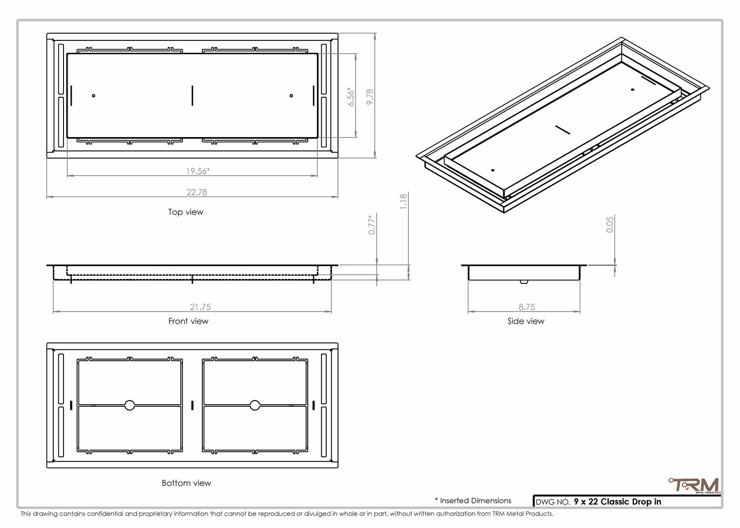 9x22 Classic Drop-in Air Vent, Flush Floor-Matching, All Metal, Floor Vent Cover (22x9)