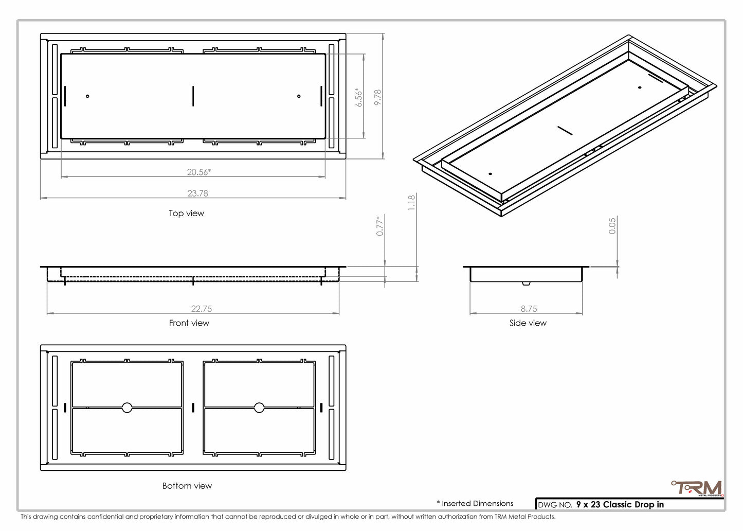 9x23 Classic Drop-in Air Vent, Flush Floor-Matching, All Metal, Floor Vent Cover (23x9)