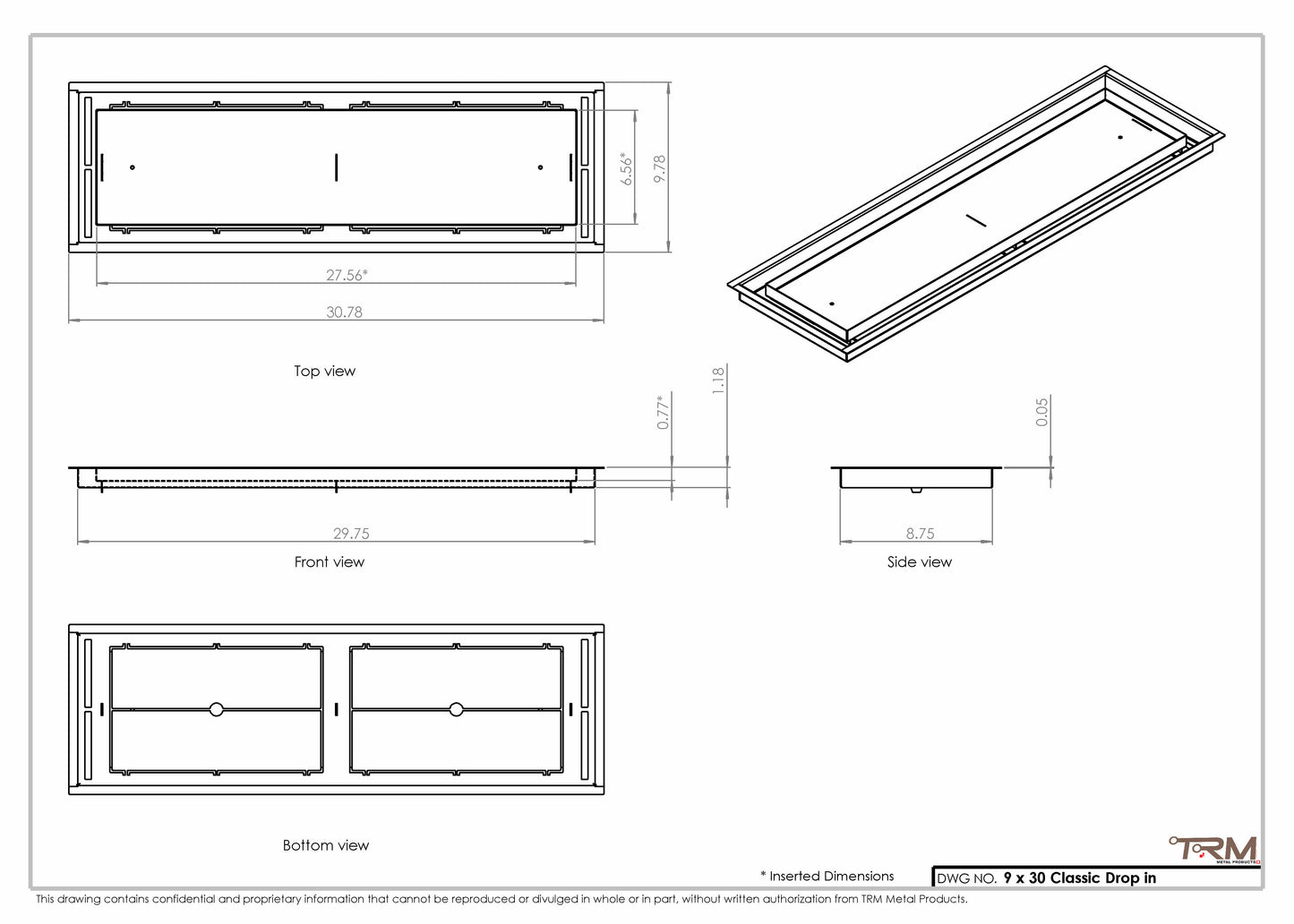 9x30 Classic Drop-in Air Vent, Flush Floor-Matching, All Metal, Floor Vent Cover (30x9)