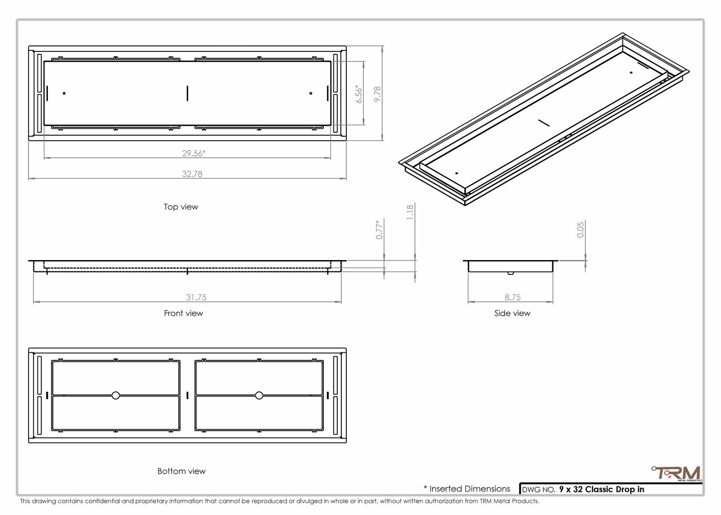 9x32 Classic Drop-in Air Vent, Flush Floor-Matching, All Metal, Floor Vent Cover (32x9)