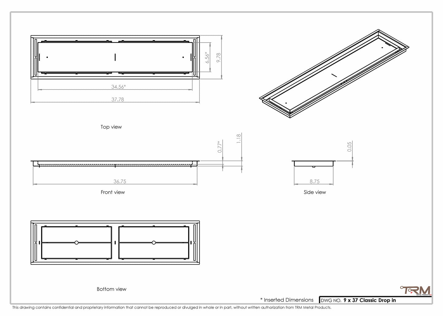 9x37 Classic Drop-in Air Vent, Flush Floor-Matching, All Metal, Floor Vent Cover (37x9)