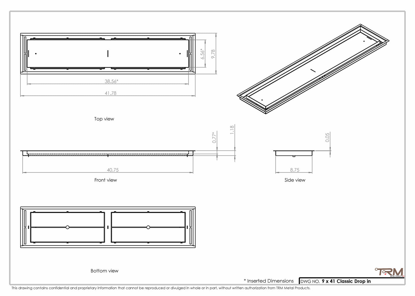 9x41 Classic Drop-in Air Vent, Flush Floor-Matching, All Metal, Floor Vent Cover (41x9)