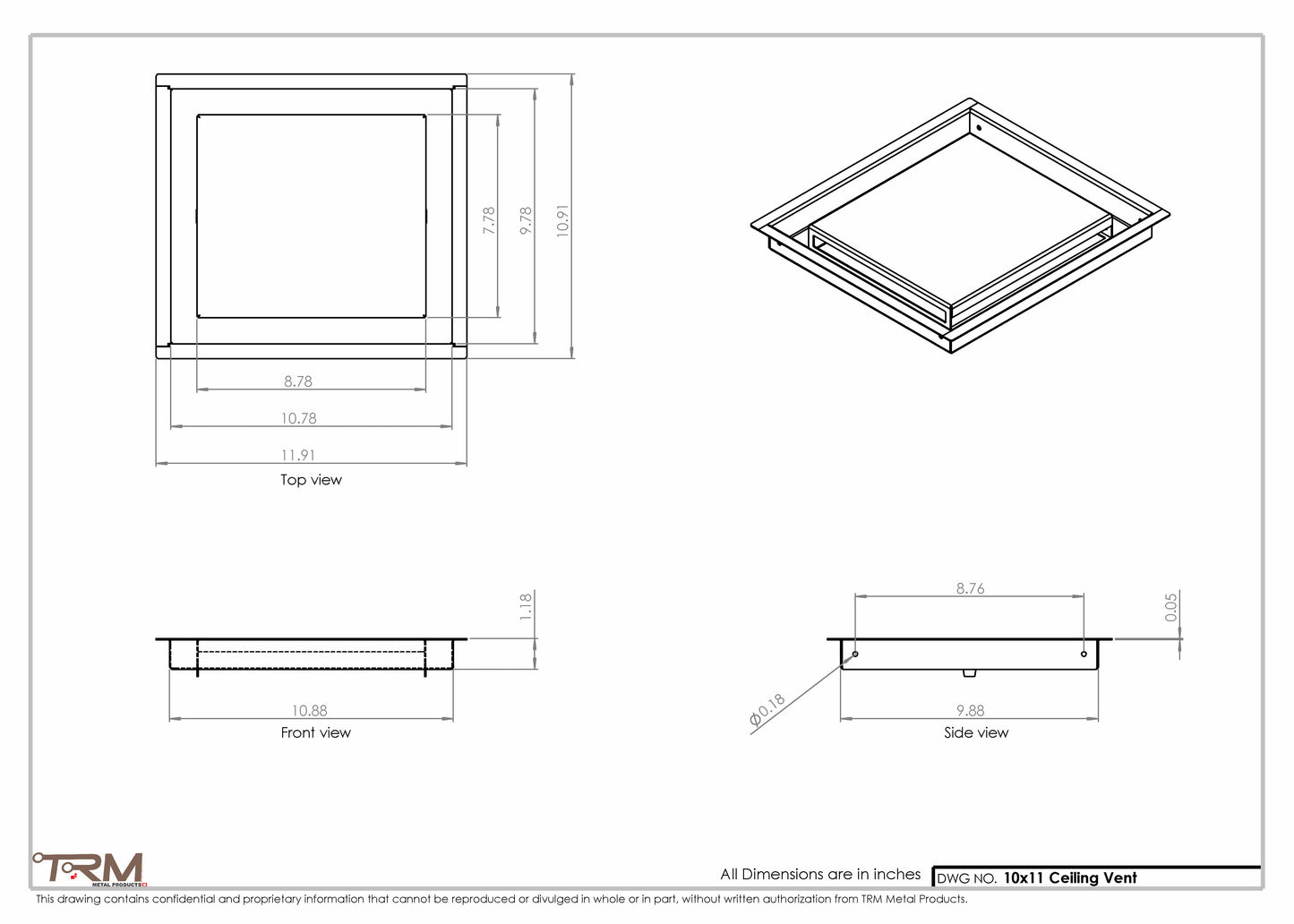 10x11-Modern-Ceiling-Vent Cover-TRM Metal- 11x10