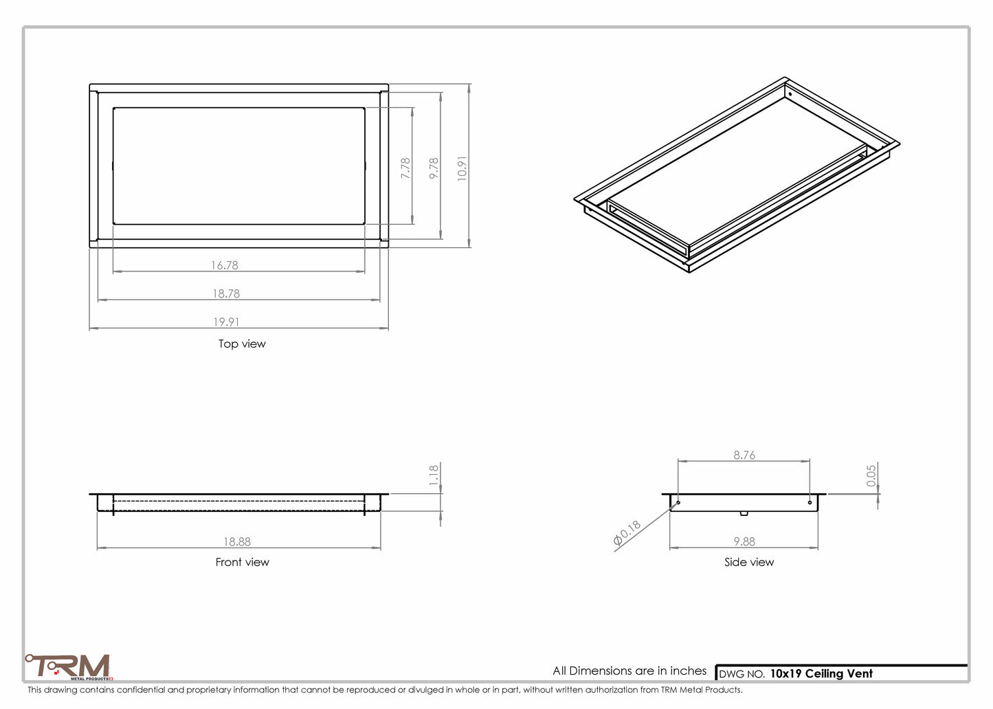 10x19-Modern-Ceiling-Vent Cover-TRM Metal- 19x10