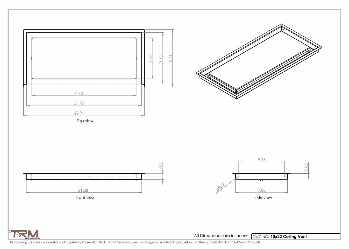 10x22-Modern-Ceiling-Vent Cover-TRM Metal- 22x10