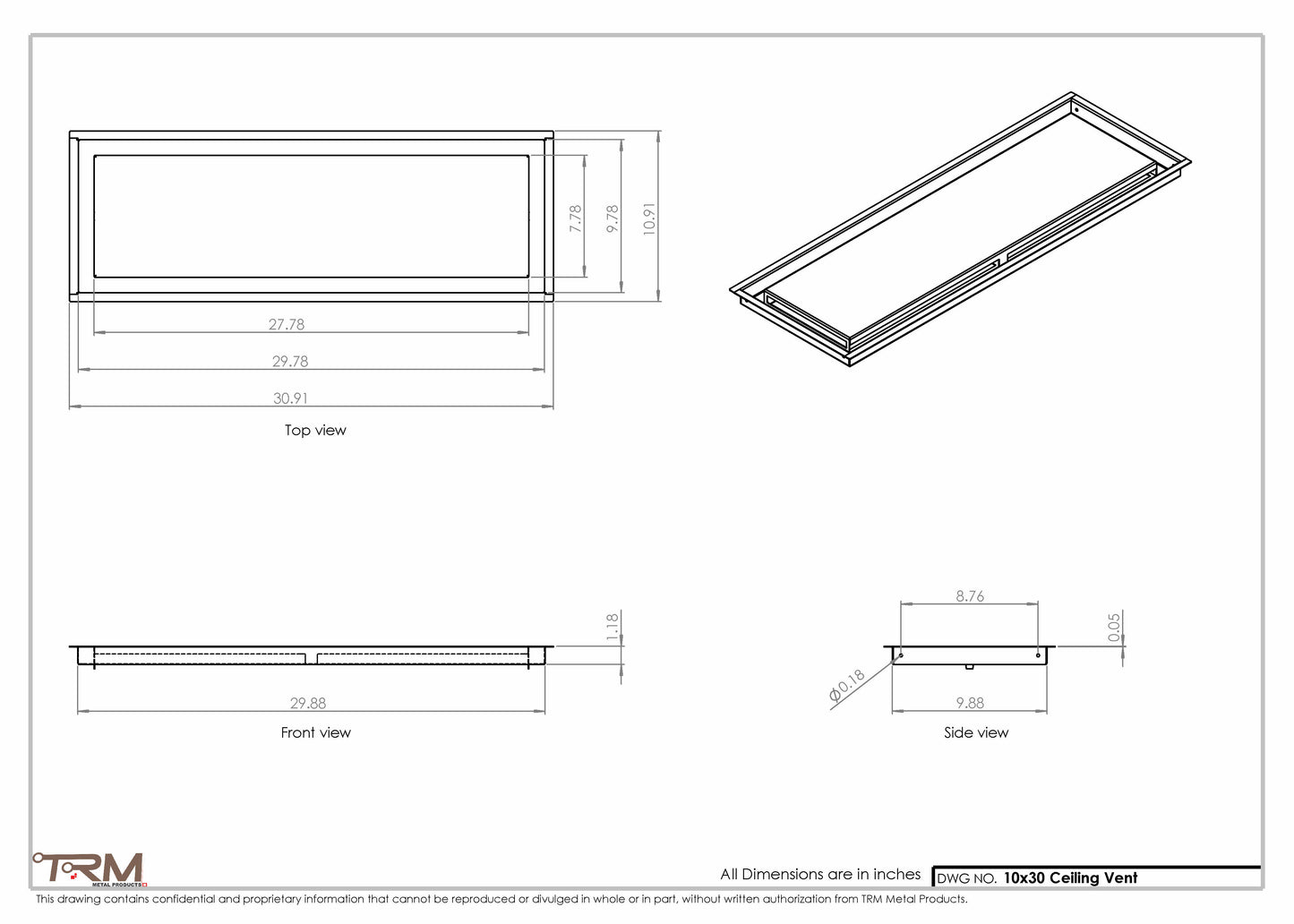 10x30-Modern-Ceiling-Vent Cover-TRM Metal- 30x10