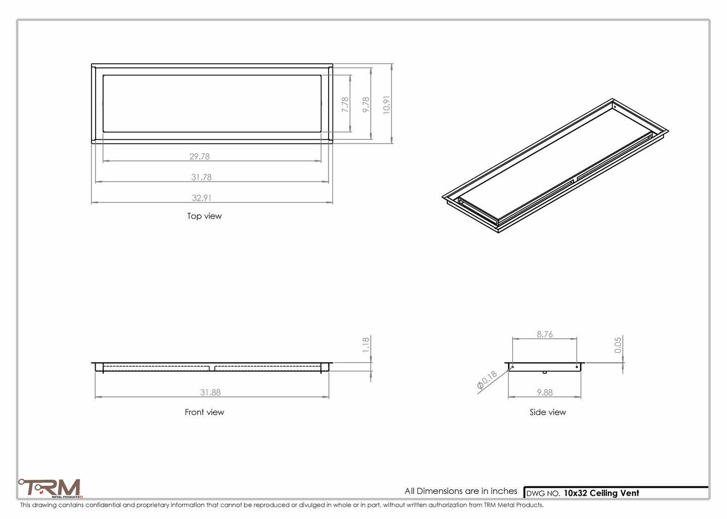 10x32-Modern-Ceiling-Vent Cover-TRM Metal- 32x10