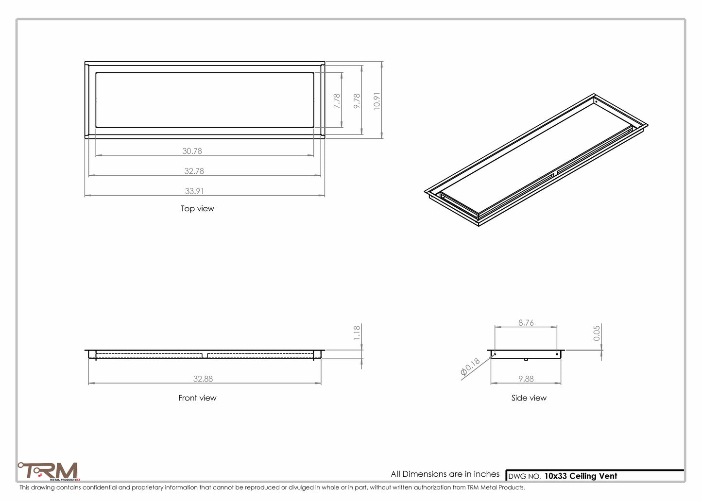 10x33-Modern-Ceiling-Vent Cover-TRM Metal- 33x10