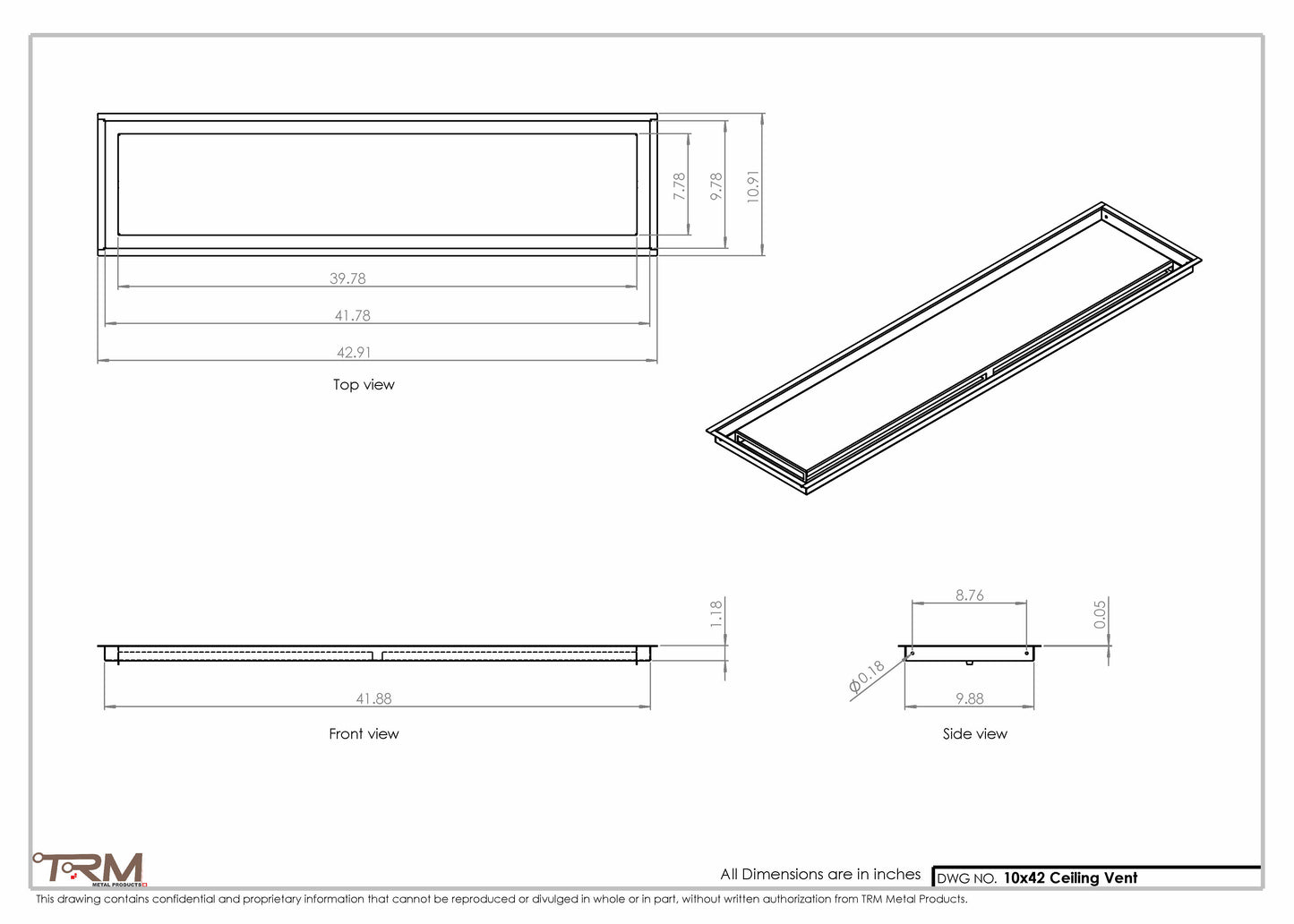 10x42-Modern-Ceiling-Vent Cover-TRM Metal- 42x10
