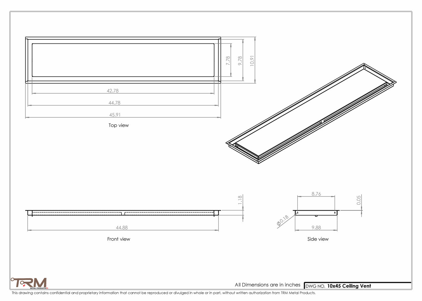 10x45-Modern-Ceiling-Vent Cover-TRM Metal- 45x10