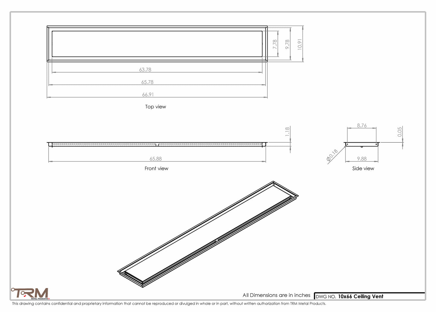 10x66-Modern-Ceiling-Vent Cover-TRM Metal- 66x10