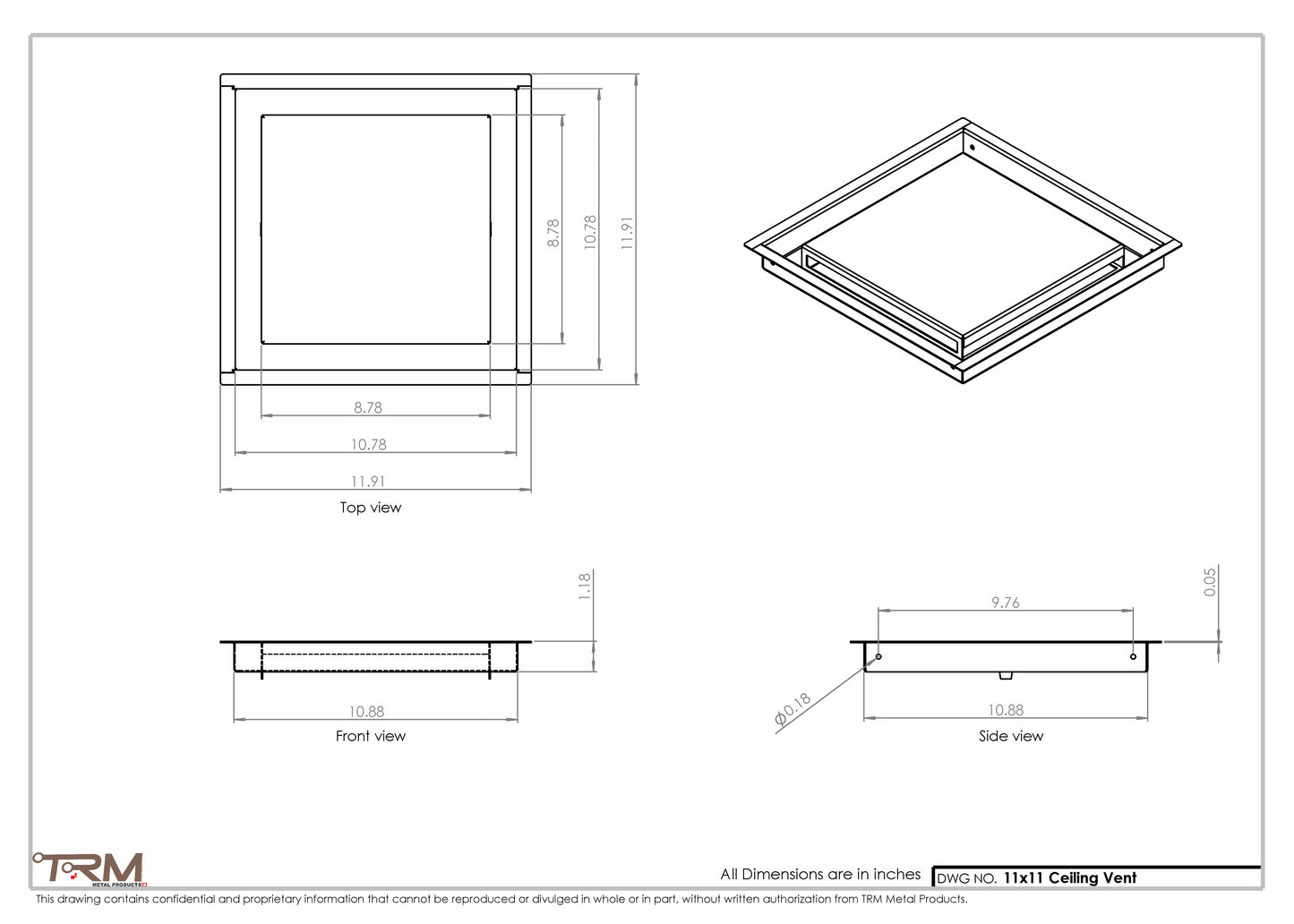 11x11-Modern-Ceiling-Vent Cover-TRM Metal 11x11