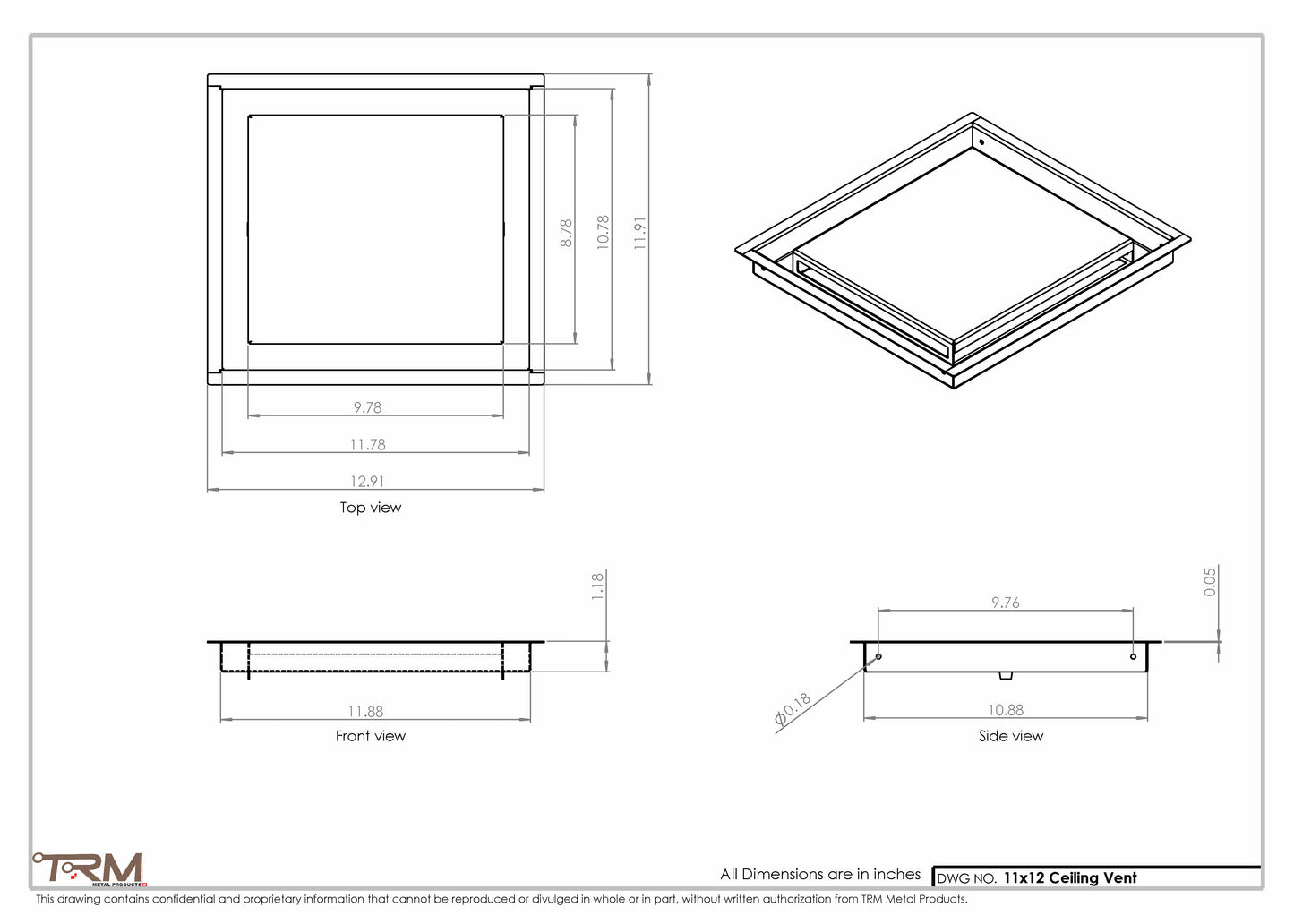 11x12-Modern-Ceiling-Vent Cover-TRM Metal- 12x11
