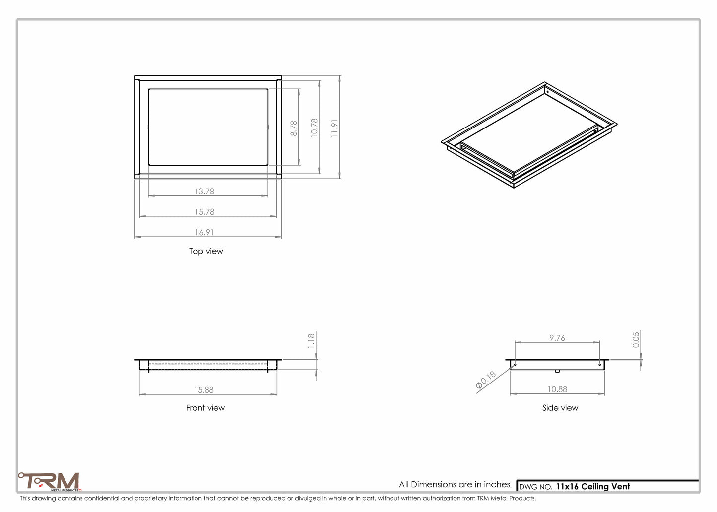 11x16-Modern-Ceiling-Vent Cover-TRM Metal- 16x11