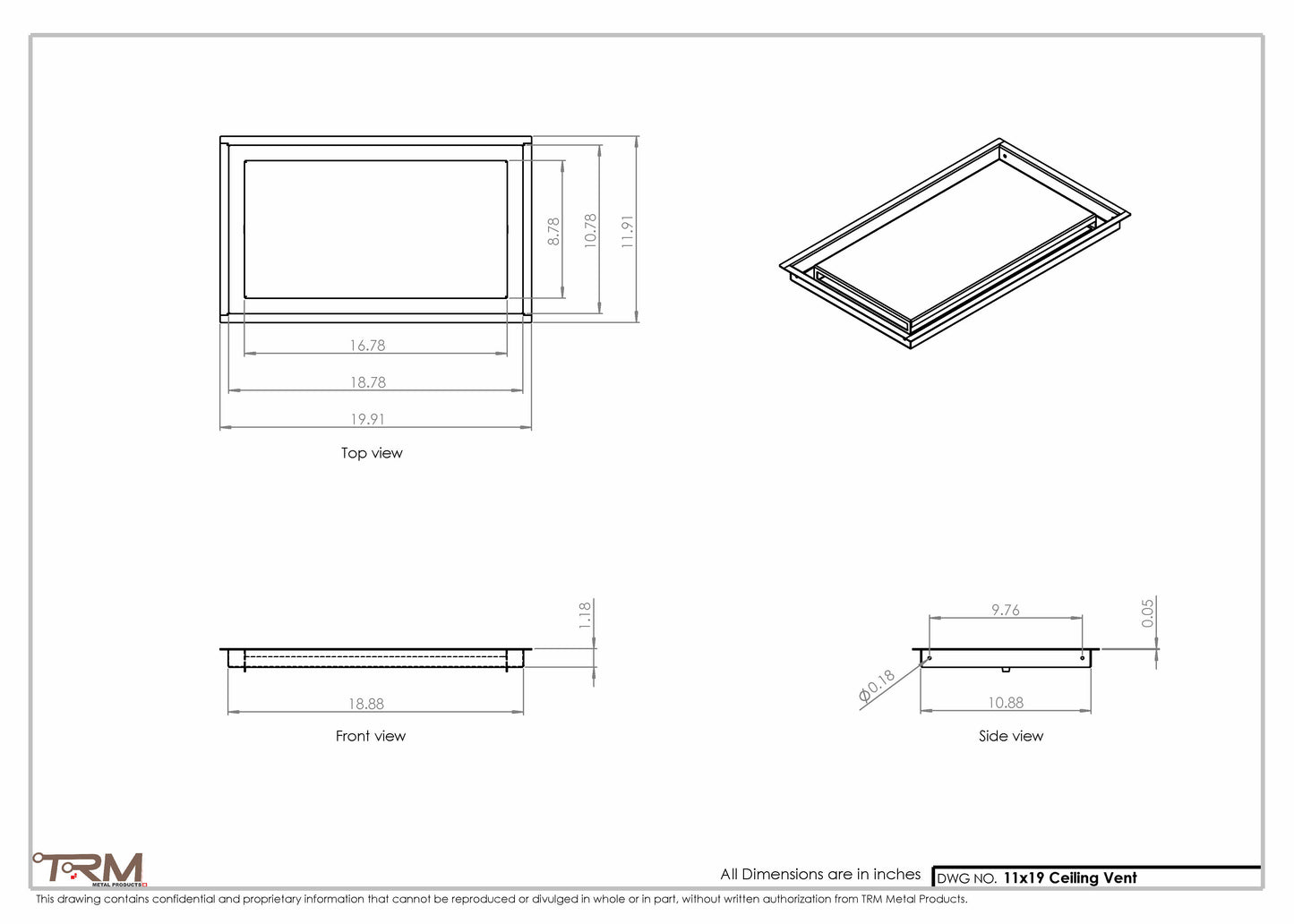 11x19-Modern-Ceiling-Vent Cover-TRM Metal- 19x11