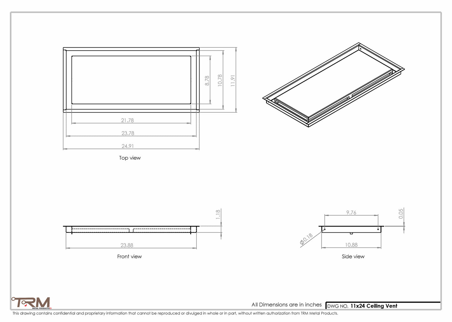 11x24-Modern-Ceiling-Vent Cover-TRM Metal- 24x11