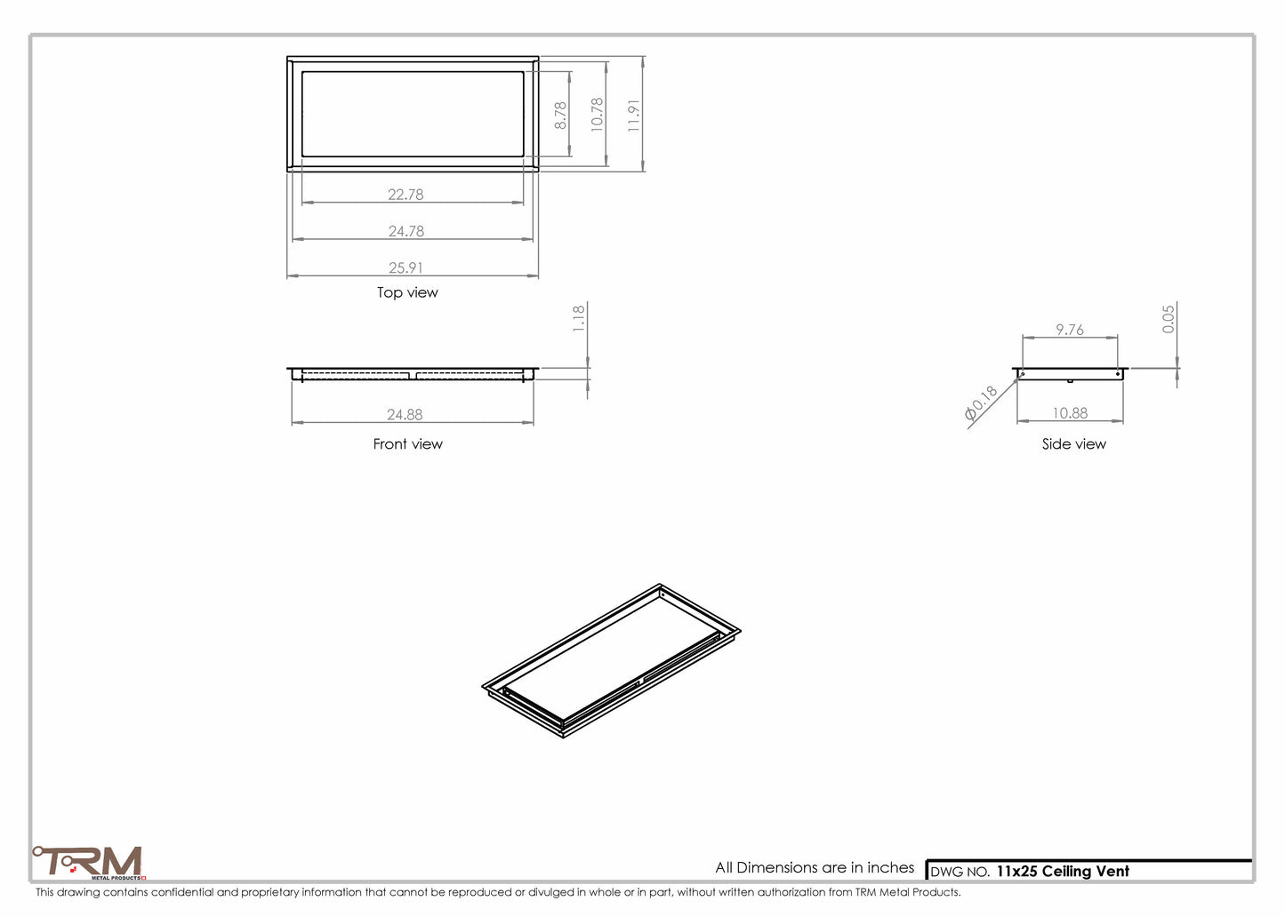 11x25-Modern-Ceiling-Vent Cover-TRM Metal- 25x11