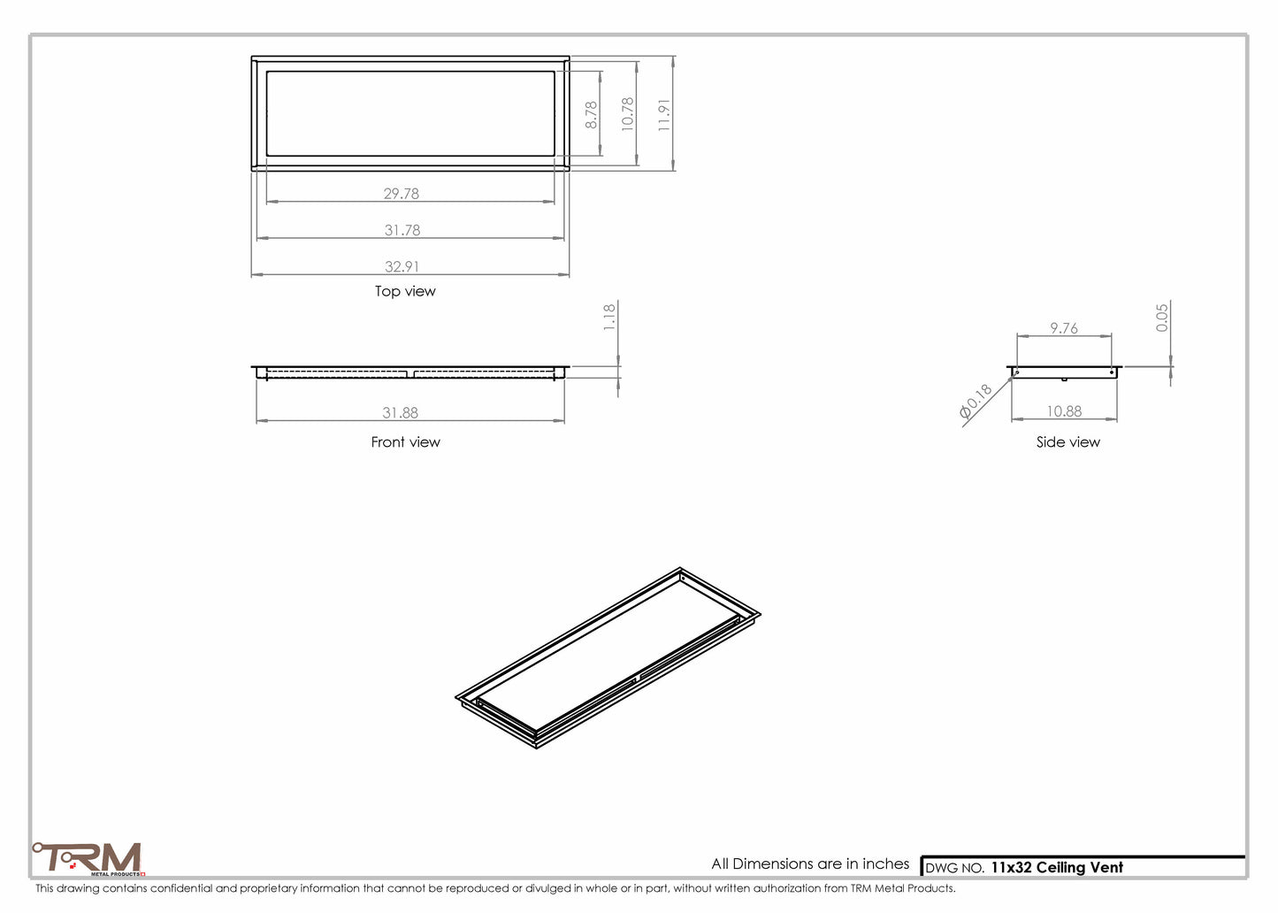 11x32-Modern-Ceiling-Vent Cover-TRM Metal- 32x11