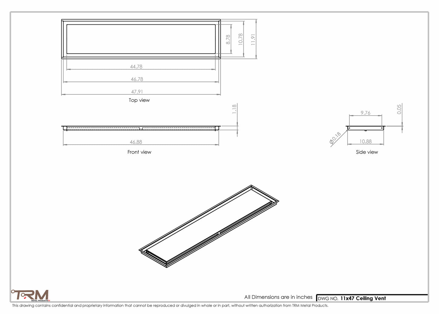 11x47-Modern-Ceiling-Vent Cover-TRM Metal- 47x11