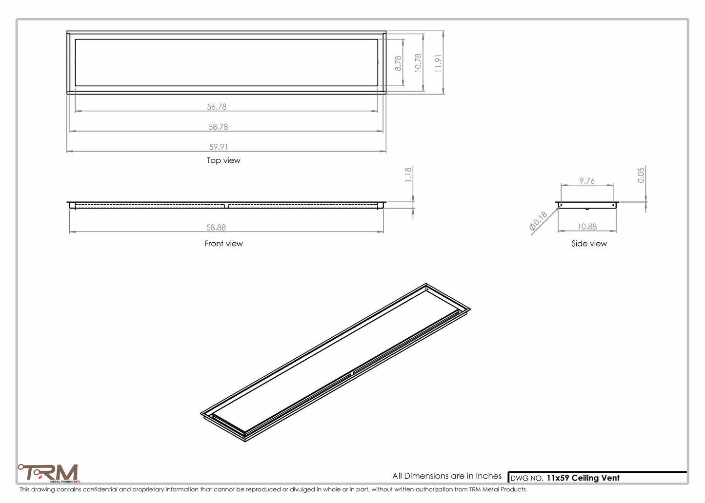 11x59-Modern-Ceiling-Vent Cover-TRM Metal- 59x11