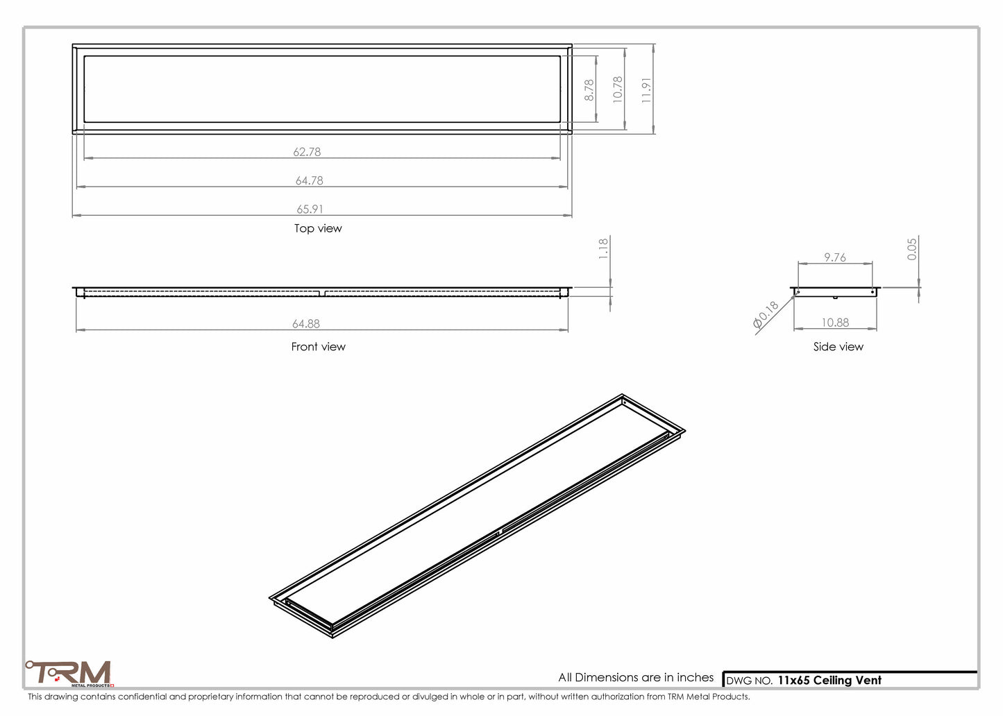 11x65-Modern-Ceiling-Vent Cover-TRM Metal- 65x11