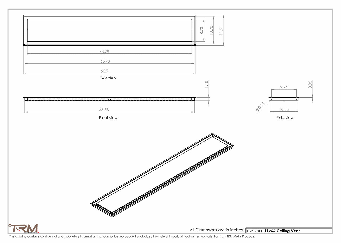 11x66-Modern-Ceiling-Vent Cover-TRM Metal- 66x11