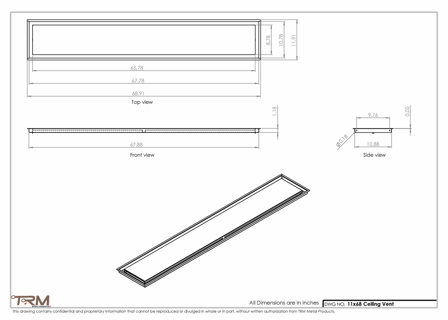 11x68-Modern-Ceiling-Vent Cover-TRM Metal- 68x11