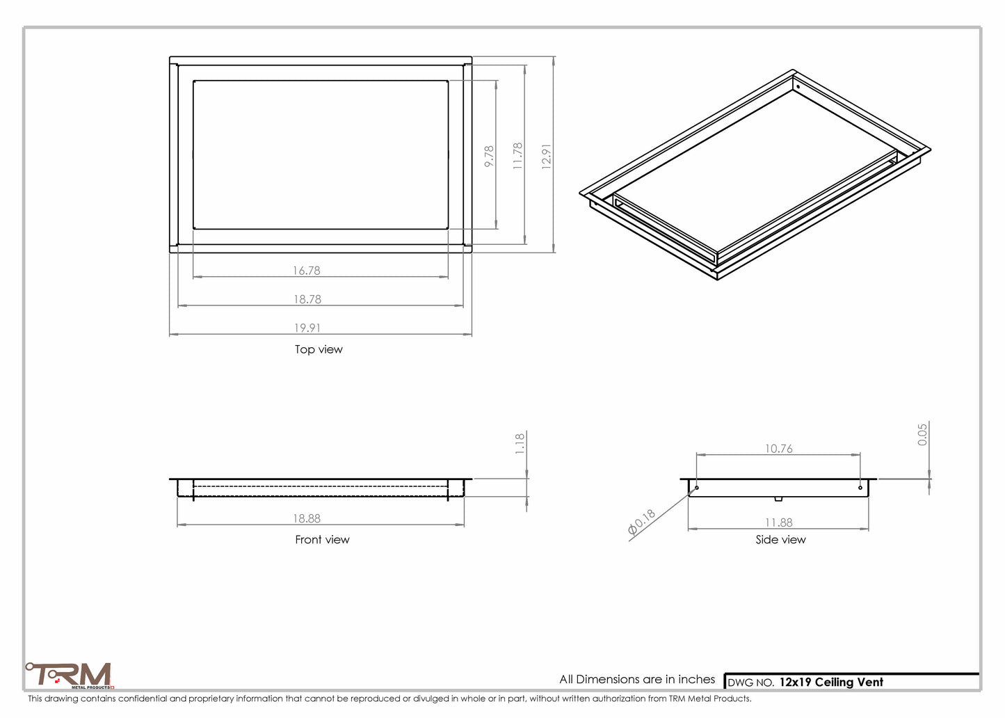 12x19-Modern-Ceiling-Vent Cover-TRM Metal- 19x12