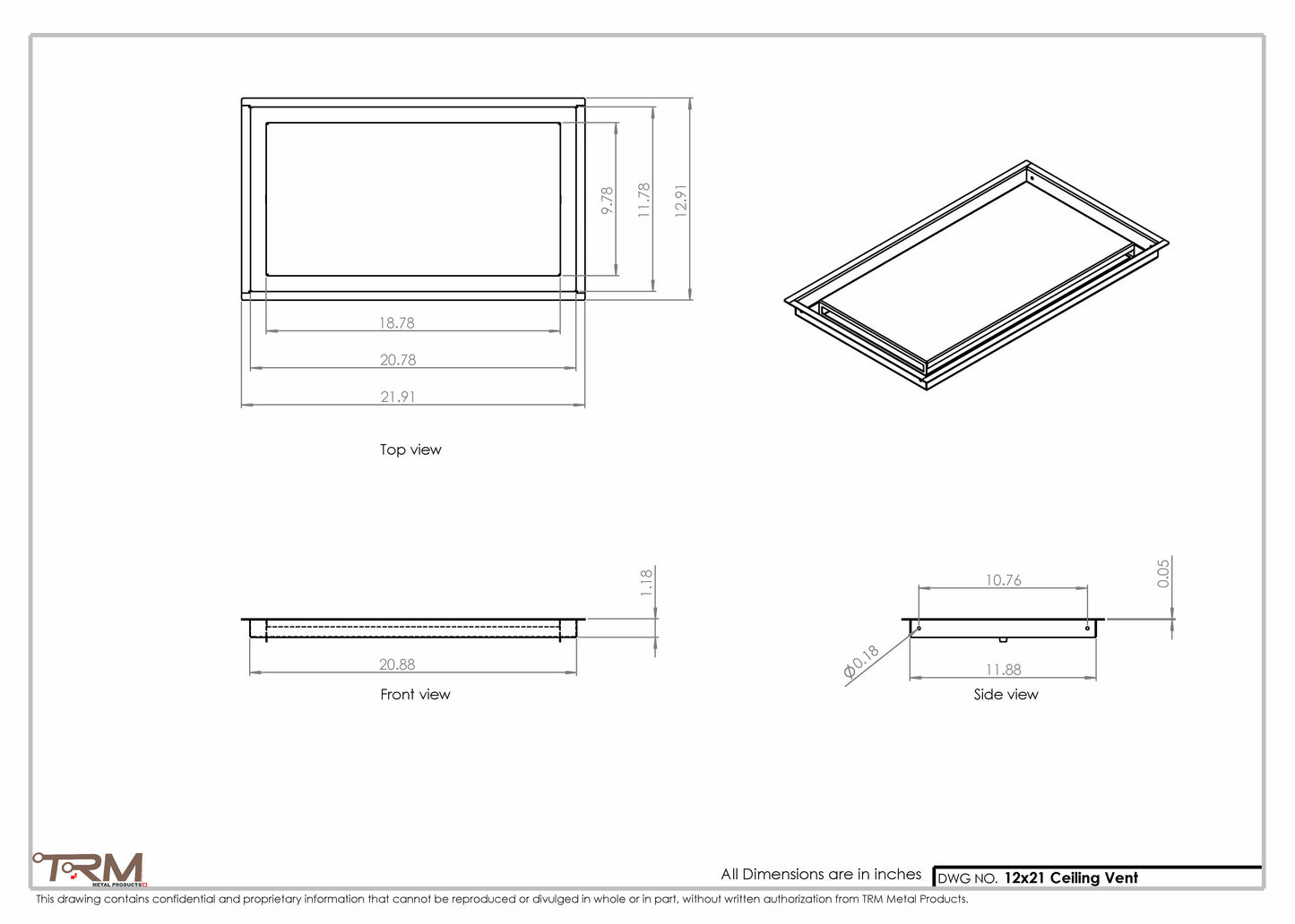 12x21-Modern-Ceiling-Vent Cover-TRM Metal- 21x12