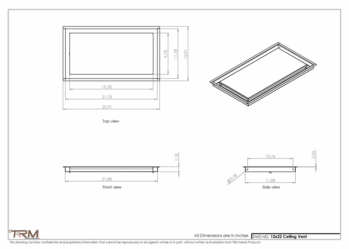 12x22-Modern-Ceiling-Vent Cover-TRM Metal- 22x12