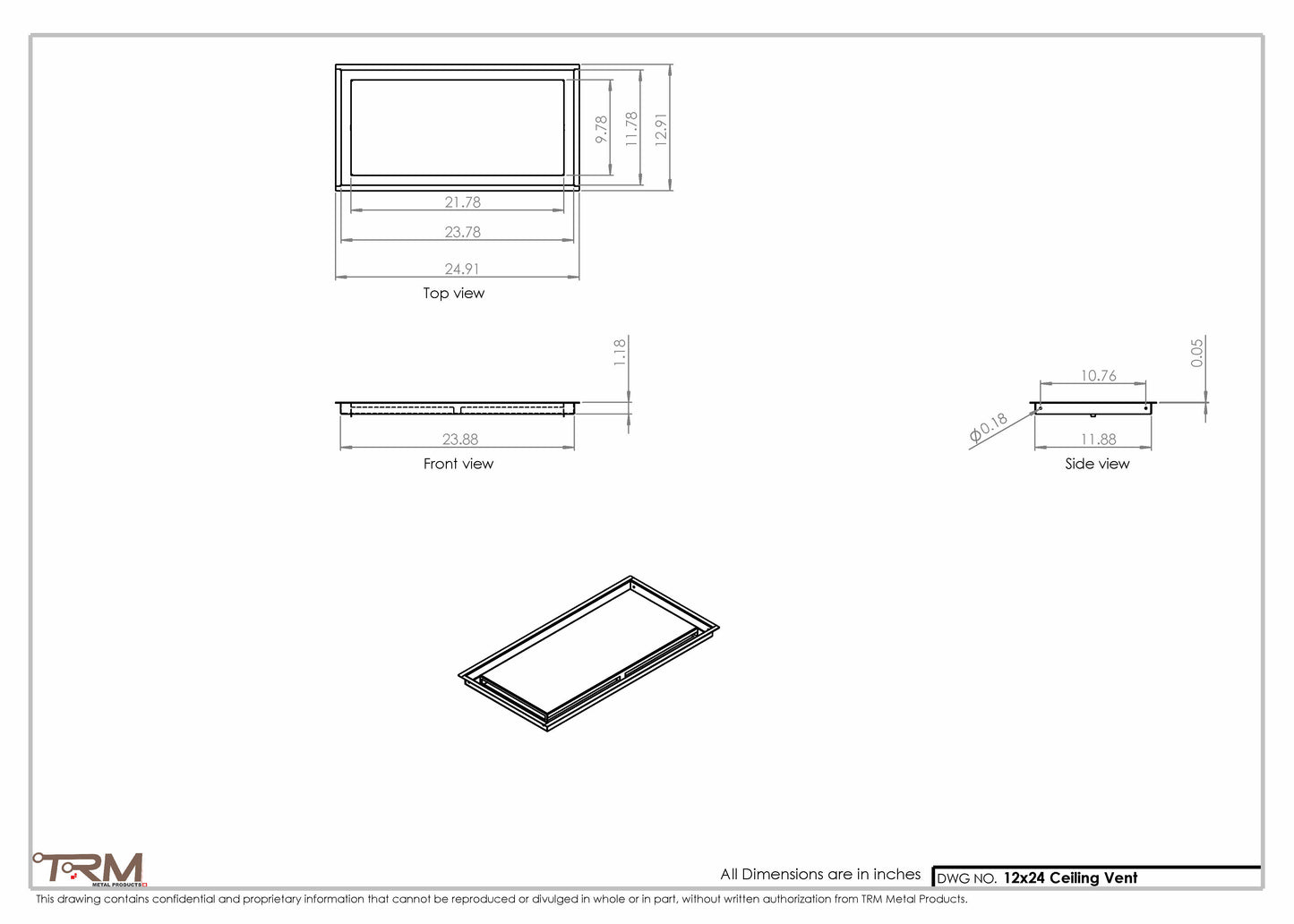 12x24-Modern-Ceiling-Vent Cover-TRM Metal- 24x12