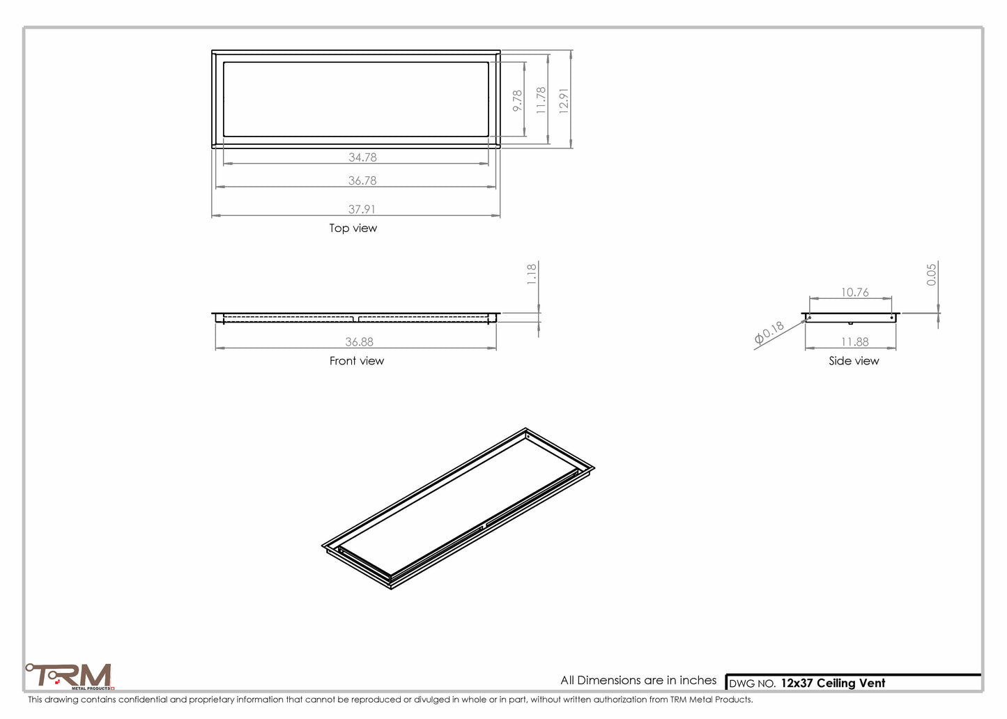 12x37-Modern-Ceiling-Vent Cover-TRM Metal- 37x12