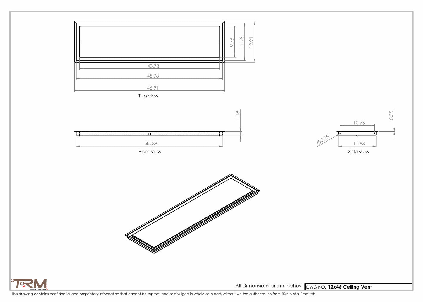 12x46-Modern-Ceiling-Vent Cover-TRM Metal- 46x12