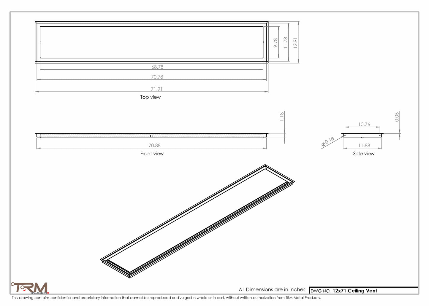 12x71-Modern-Ceiling-Vent Cover-TRM Metal- 71x12