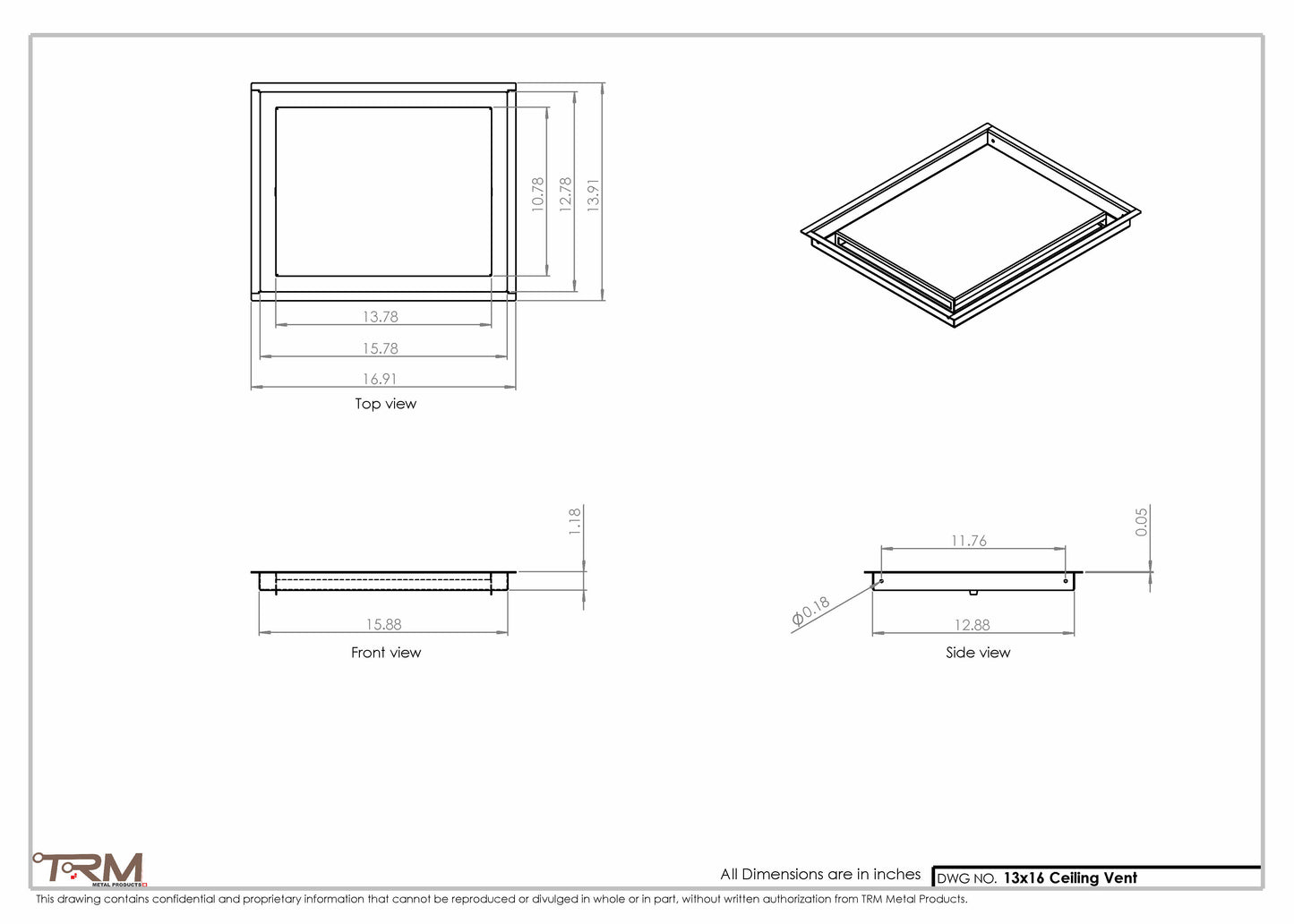 13x16-Modern-Ceiling-Vent Cover-TRM Metal- 16x13