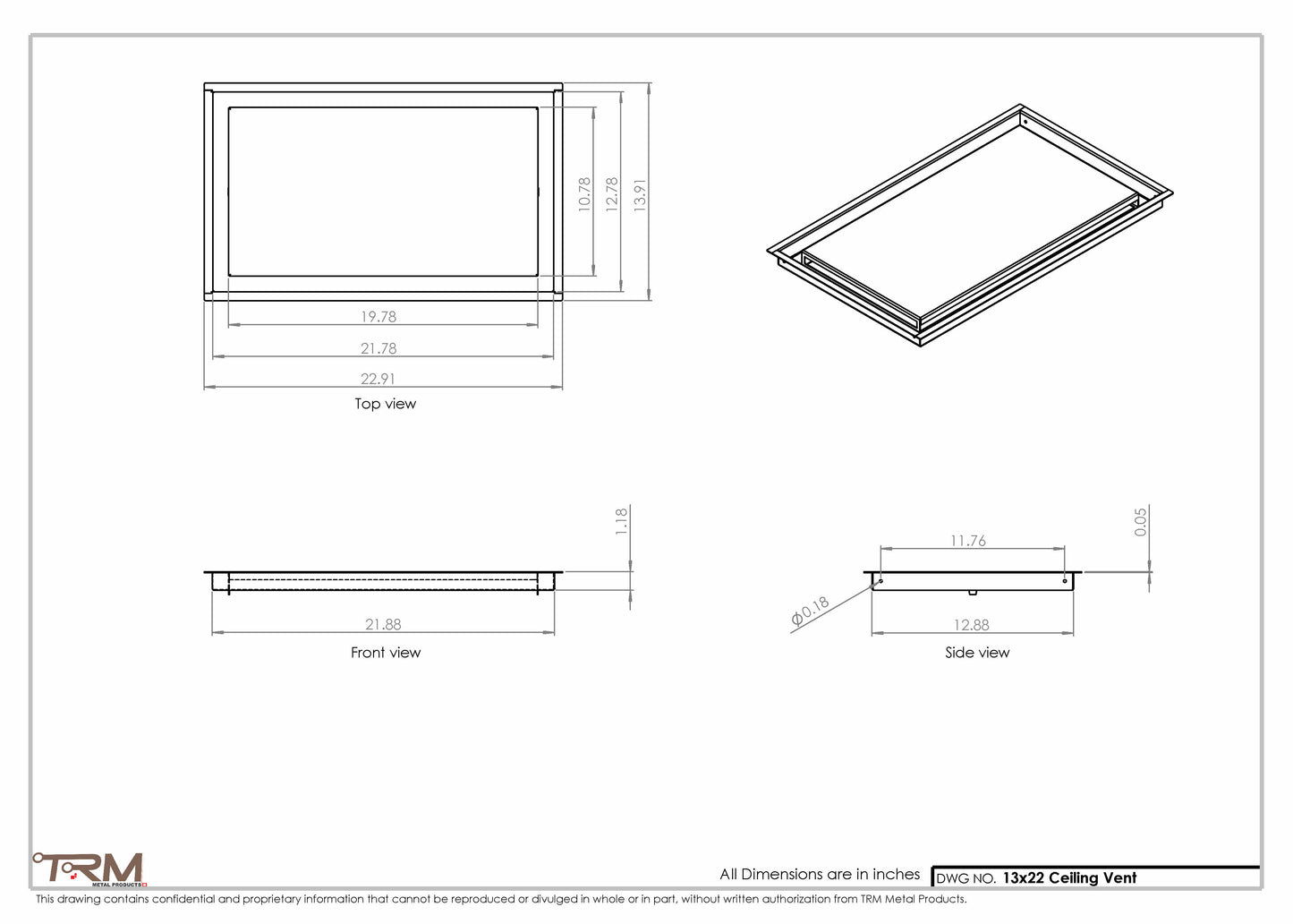 13x22-Modern-Ceiling-Vent Cover-TRM Metal- 22x13
