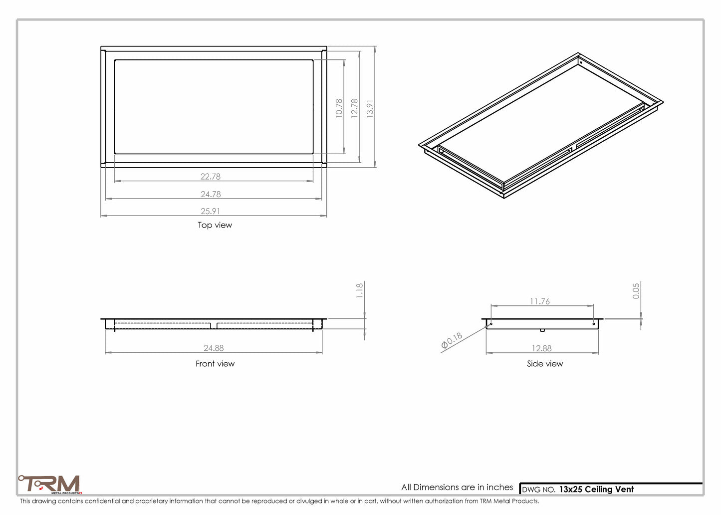 13x25-Modern-Ceiling-Vent Cover-TRM Metal- 25x13