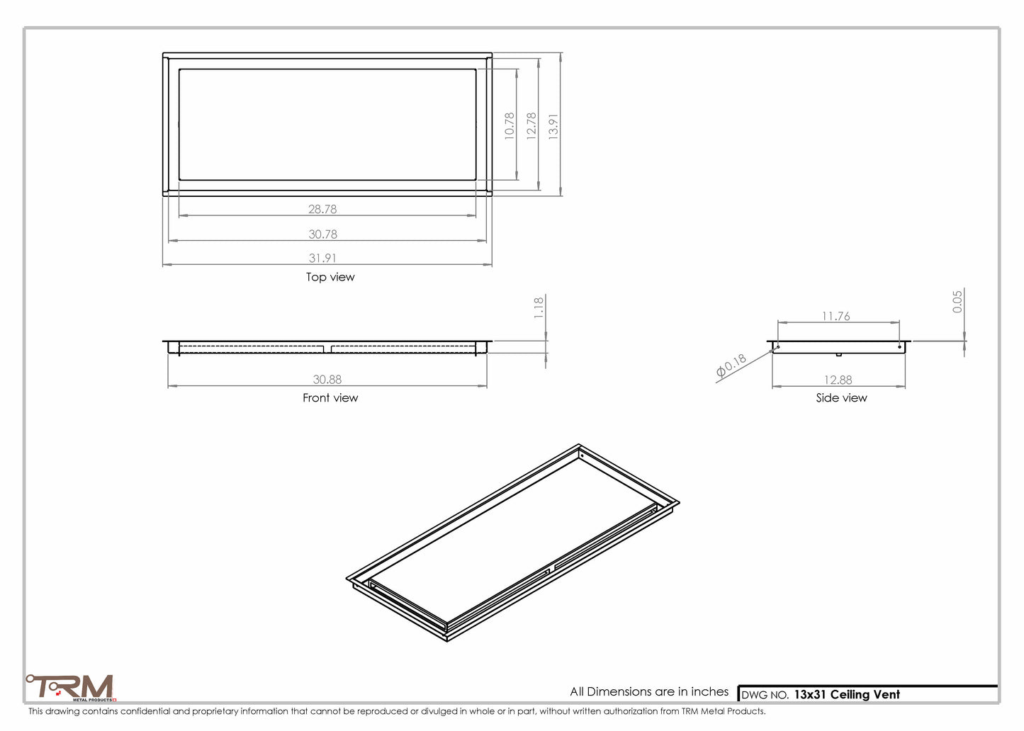 13x31-Modern-Ceiling-Vent Cover-TRM Metal- 31x13
