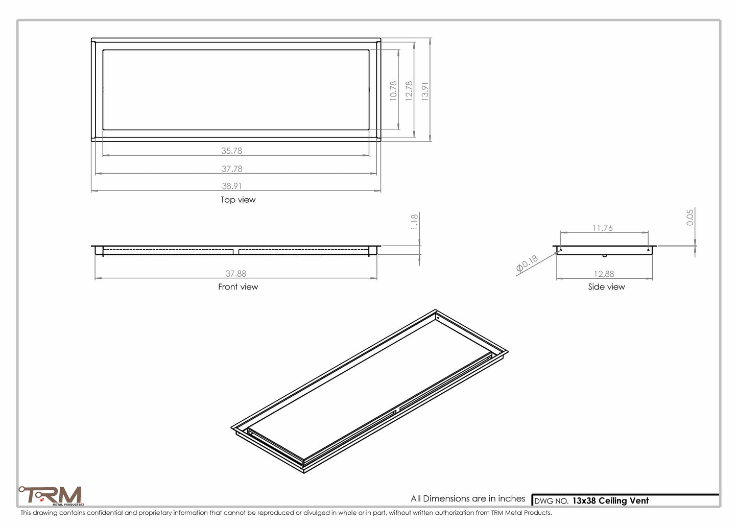 13x38-Modern-Ceiling-Vent Cover-TRM Metal- 38x13