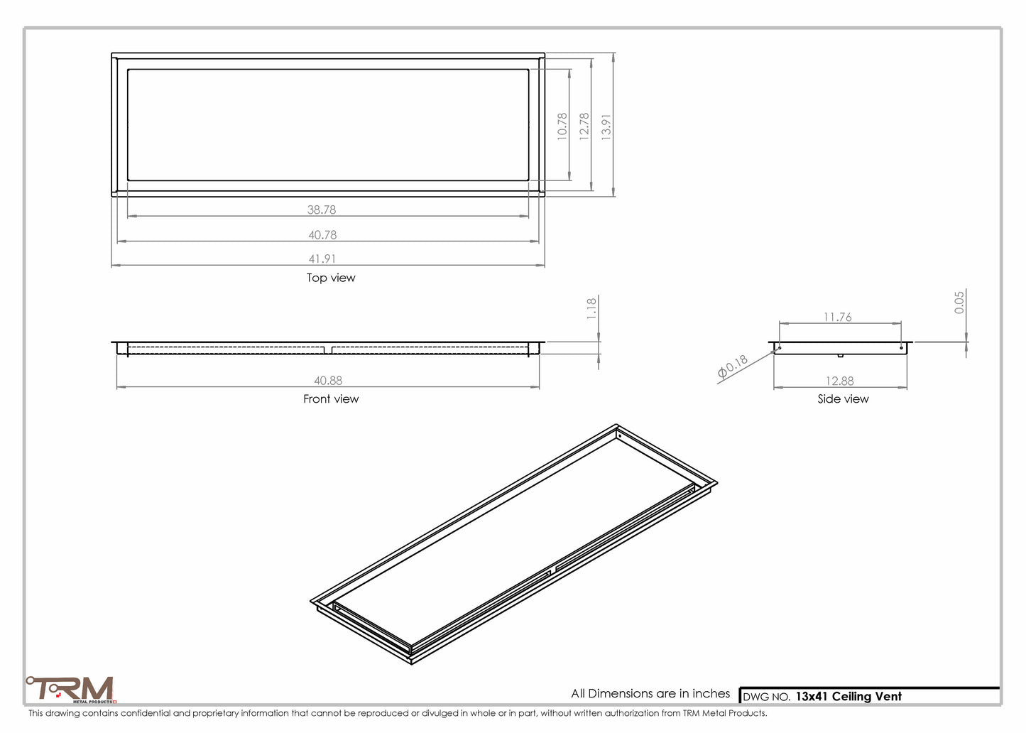13x41-Modern-Ceiling-Vent Cover-TRM Metal- 41x13