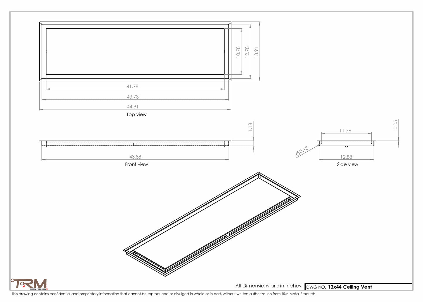 13x44-Modern-Ceiling-Vent Cover-TRM Metal- 44x13