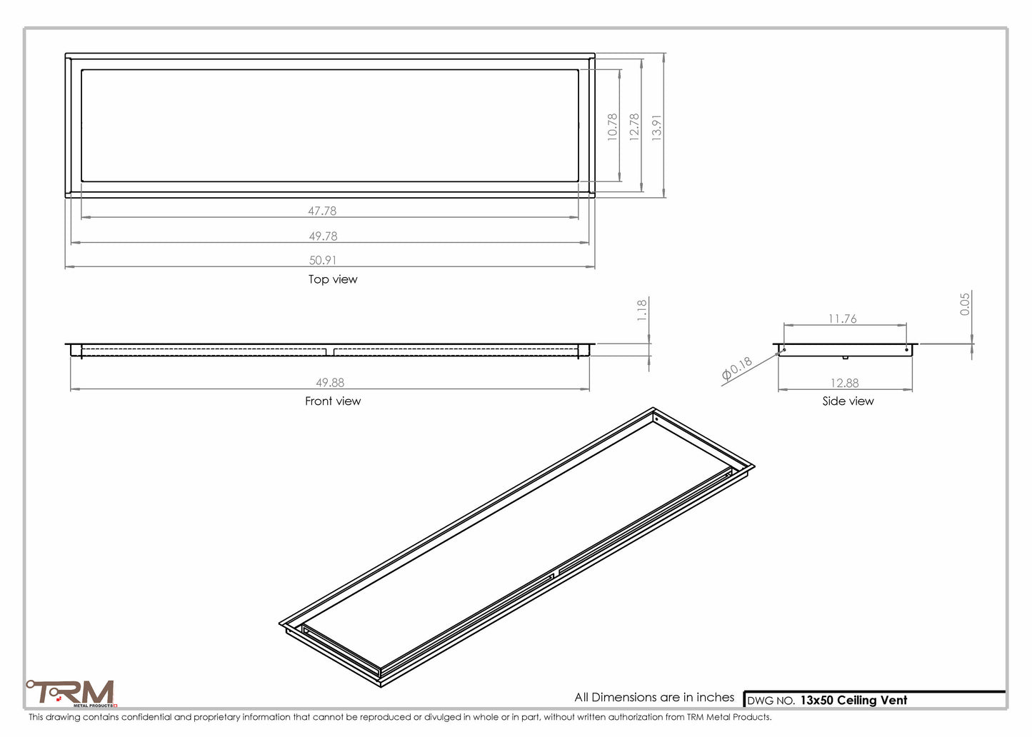 13x50-Modern-Ceiling-Vent Cover-TRM Metal- 50x13