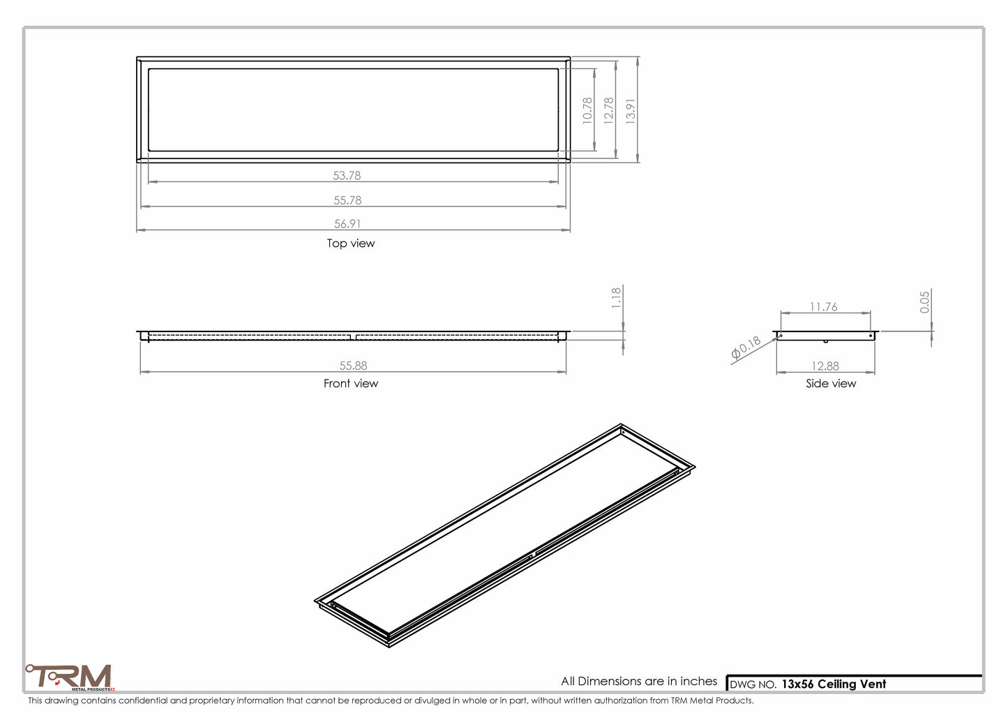 13x56-Modern-Ceiling-Vent Cover-TRM Metal- 56x13